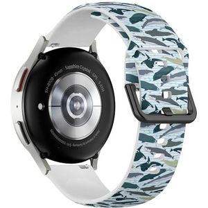 Sport-zachte band compatibel met Samsung Galaxy Watch 6 / Classic, Galaxy Watch 5 / PRO, Galaxy Watch 4 Classic (Whales Modern Texture) siliconen armband accessoire