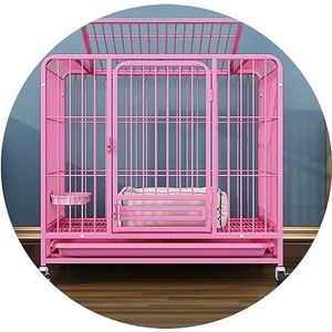 Waterdichte metalen hondenkooi hondenkrat multifunctionele huisdierenkooi binnen teddy kooi huisdierkooi huisdierhuis top dakraam ontwerp geschikt voor middelgrote en grote honden (kleur: roze, maat: