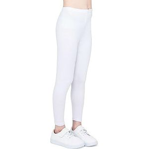 infatti Katoenen legging voor kinderen, zachte en comfortabele broek voor kinderen, casual training, elegante stijl, basic kleding Zoe, wit, 98 cm