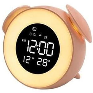 Muziek LED-wekker Omgevingslicht LED Wake-up Light Klok met zonsondergangmodus Cartoon-nachtkastje for kinderen (Color : PINK)