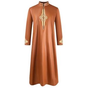 Hgvcfcv Moslim mannen gewaden broek solide islamitische moslim lange mouwen grote gewaden, Oranje, XL