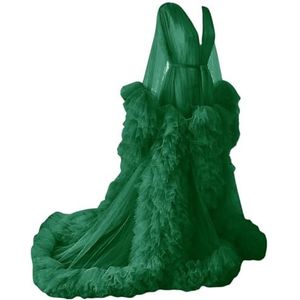 Tule gewaad zwangerschapsjurken voor fotoshoot lange bruiloft bruids zwangere kamerjassen grote maat, Emerald Groen, 32