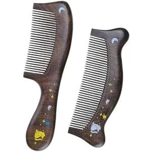 Zhuoliyuan Handgemaakte natuurlijke sandelhout haarkam - antistatische fijne en brede baardkam voor mannen, vrouwen en kinderen