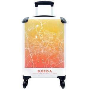 MuchoWow® Koffer - Stadskaart - Breda - Oranje - Geel - Past binnen 55x40x20 cm en 55x35x25 cm - Handbagage - Trolley - Fotokoffer - Cabin Size - Print