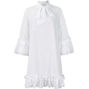 yk8fass Tie dye Jurk met ruches en mouwen ev-9475, Wit, 3XL