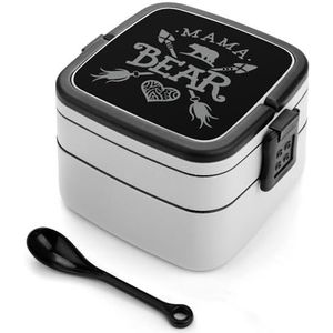 Mama Bear Bento Box met handvat All-in-One stapelbare 2-laags lekvrije lunchbox voedselcontainers