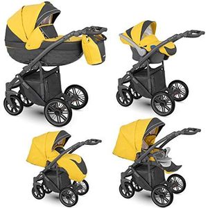 Kinderwagen kinderwagen 2in1 3in1 Isofix Accessoires Log door ChillyKids 3in1 with baby seat Yellow LO-05