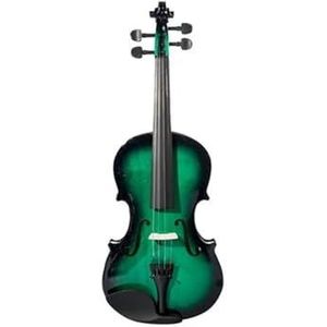 Viool Muziekinstrument 4/4 Meerkleurige Massiefhouten Violen Bashouten Viool Met Kofferstrijkstok Esdoorn Vioolblad Ebbenhouten Deel (Color : Green)
