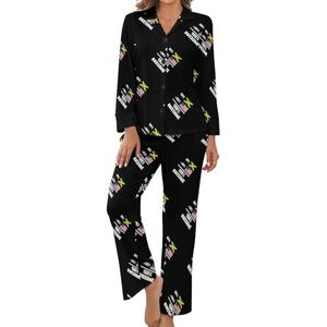 Jamaicaanse en Amerikaanse 100% geweldige pyjamasets voor dames, bedrukt met lange mouwen, knopen, nachtkleding, zachte loungewear, Pjs, L