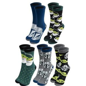 United Labels 5 paar Star Wars The Mandalorian sokken voor heren, 40-45, herensokken Baby Yoda Grogu en Stormtrooper, herensokken, Meerkleurig, 40-45 EU