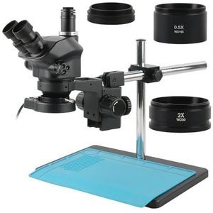 Microscoop Accessoires Kit 7X-50X 3.5X-100X Industrie Simul-Focal Trinoculaire Stereo Microscoop Solderen Reparatie Grote Maat Metaal Verstelbare Multi Hoek Stand Microscoop Slides (Grootte: Met 0.5x