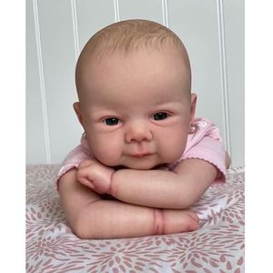 LONIAN 48 CM Bebe Reborn Doll Soft Body Levensechte Real Touch Baby Meisje Juliette met Hand-Tekening Haar 3D geschilderd Zichtbare Aderen Poppen Speelgoed (blauwe ogen)