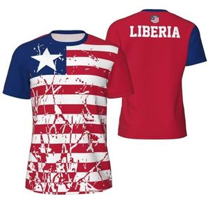 Sport T-Shirt Vintage Liberia vlag graan (2) T-shirts 3D gedrukt voor fitness hardlopen voetbal, Meerkleurig, S