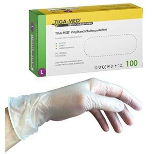Tiga-Med Vinyl handschoenen poedervrij Maat: grote wegwerphandschoenen van vinyl 100 stuks wegwerp handschoenen zonder latex