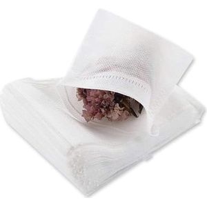 400 stuks wegwerp-theezakjes, theezakjes met trekkoord, van katoen, leeg, voor teal met losse bladeren, 9 x 7 cm