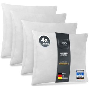 LILENO HOME Set van 4 kussenslopen 45 x 45 cm, wasbaar binnenkussen geschikt voor mensen met een allergie, polyester kusseninlet als bankkussen, cocktailkussen en hoofdkussen