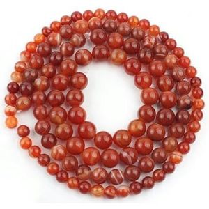 Natuurlijke rode Agaat stenen kralen ronde Carneool Onyx losse kralen voor sieraden maken DIY armbanden ketting 15 '' 4/6/8/10/12/14 mm-oranje streep agaat-