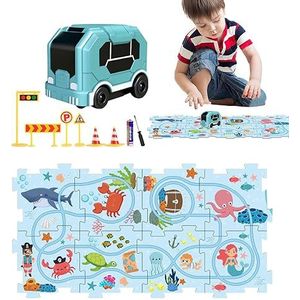 BSEID Speelgoed voor het bouwen van treinwagons - Educatieve speelgoedautobaan-speelset - Herbruikbaar constructie-racebanenspeelgoed voor 3+ jaar oude jongens, meisjes, kinderen