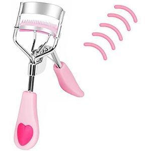 Roestvrijstalen wimperkrulspelden met ingebouwde kam schoonheid wimpers krulspelden wimpercliper met 5 vervangende siliconen navulpads (roze-2)