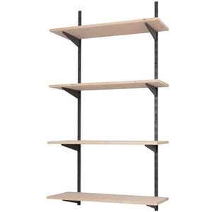 BOOMET · Wandrek bouwpakket met planken · hoogte: 150 cm · plankniveaus: 5 · plankafmetingen: 80 x 30 cm · kleur: antraciet · dubbele rijen · 60 varianten · stalen plankdrager · eenvoudige montage