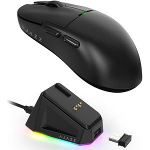AJ159P SUPERLIGHT draadloze gamingmuis met RGB-magnetisch oplaadstation, dubbele modus 2.4G/USB - C bedrade pc-gamingmuizen, PAW3395-sensor, 26000 DPI, 6 programmeerbare knoppen, 200 uur batterij voor