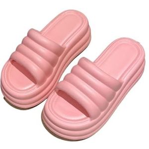 fengqingyunyan0304 Slides, dames hoogte verhogende zomerslippers, dikke onderkant, comfortabel, indoor outwear, one word drag, voor dames en heren, roze, 41 EU