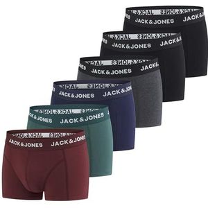 JACK & JONES Basic boxershorts voor heren, verpakking van 6 stuks, stretch onderbroeken, ondergoed, set retroshorts, katoen, zwart, rood, groen, blauw, grijs, S, M, L, XL, XXL, XXXL, Pack 2, 3XL