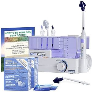 SinuPulse Elite geavanceerde neussinusirrigatiesysteem met 60 extra SinuAir-pakketten, extra vervangende sinusirrigatortip en bonus e-book door Dr. Robert S. Ivker