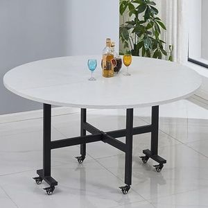 Ronde opklapbare eettafel, mobiele opvouwbare eettafel, veelzijdige eettafel met 6 wielen, stevig metalen frame, for kleine ruimte eetkamer keuken (Color : G, Size : 110cm/43.3in)