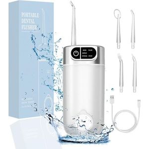 Jet Dentaire hydropulseur draagbaar, 300 ml water flosser met 5 modi voor druk en 4 embouts, IPX7, voor La Maison en Voyages