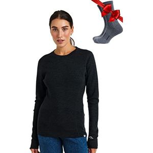 Merino.Tech Merinowol Basislaag Voor Dames - 100% Merinowol, Zwaar, Middelzwaar, Licht, Thermisch Shirt Met Lange Mouwen En Sokken (Medium, 320 Charcoal Grey)