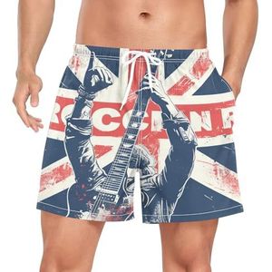 Britse Britse Vlag Rock Music Heren Zwembroek Board Shorts Sneldrogende Trunk met Zakken, Leuke mode, L