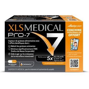 XLS Medical - Capsules voor gewichtsverlies - 7 voordelen (1) (2) klinisch bewezen - Verlies tot 5x meer gewicht dan met een dieet alleen (1) - 180 capsules - 1 maand behandeling