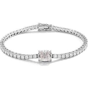 4 karaat diamanten armband 925 zilver met diamanten vier klauwen ingelegde tennisketting eenvoudige lichtgewicht luxe (Color : 17cm)