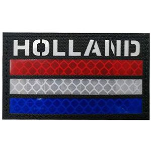 IR Nederlandse Vlag Patch Nederland Holland NLD Nederland Badge Voetbalshirt Infrarood Reflecterende Motorfiets Biker Tactische Moraal Multicam Armband Embleem (Camo-Zwart)
