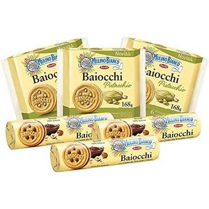 Mulino Bianco Baiocchi Maxi Mix met verpakking cacaokoekjes en verpakking pistache koekjes - 168 g
