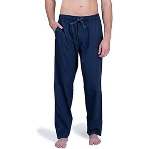 Moonline - Weefbroek voor heren, vrijetijdsbroek, loungewear van 100% katoen, marineblauw/puur, 50-52