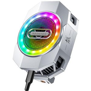 Nubia Magnetische Mobiele Telefoonkoeler, 30W Mobiele Telefoonkoelventilator met Klem, Telefoonventilatoren voor 70mm tot 85mm Brede Telefoon voor Phone/iPad Gaming/Streaming/Fotografie, RGB Licht