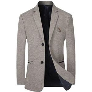 Mannen Business Casual Wol Blended Suits Jassen Mannelijke Herfst Winter Slim Fit Blazers Jassen Heren Kleding, Bruin, XL