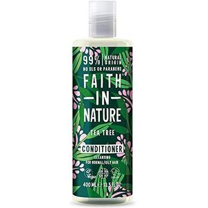 Faith in Nature Natuurlijke theeboom-conditioner, veganistisch en dierproefvrij, vrij van parabenen en SLS, voor normaal tot olieachtig haar, 400 ml