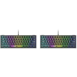Tityvirnix 2 set RGB Backlit 62 Key Game Toetsenbord 60% Layout Wired voor Business zwart