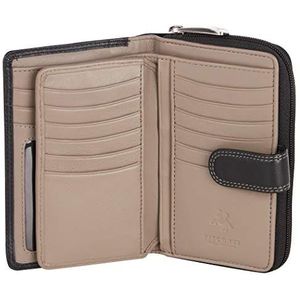 VISCONTI Bifold leren damesportemonnee Colorado Combination leer meerkleurig portemonnee (CD-22) RFID, zwart/taupe (zwart/taupe), Large, Casual