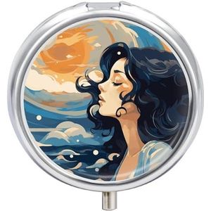 Ronde pillendoos voor dames, 's nachts, reizen, draagbaar, 23 vakken, medicijnen, metaal, tablet, vitaminehouder, organizer voor portemonnee, tas