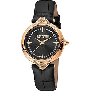 Just Cavalli Analoog kwartshorloge voor dames met leren armband JC1L238L0035, Zwart, Modieus