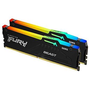 Kingston FURY Beast Zwart RGB 32GB (2x16GB) 6400MT/s DDR5 CL32 DIMM Desktop Gaming Geheugen Set van 2 AMD EXPO/Intel XMP - KF564C32BBEAK2-32