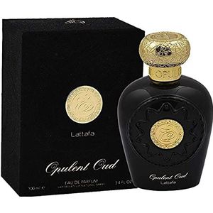 Lattafa Halal Attar Eau de parfum, geurspray Opulent Oud, muskus, blauw, zwart, wit, 100 ml