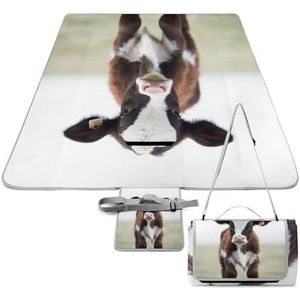 JKLQWH Picknickmat stranddeken, met koe bedrukte picknickdekens waterdicht, opvouwbaar, extra groot, vierkante picknickmat, voor wandelen, reizen, outdoor, kamperen, parken