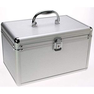 SAFE 215 CD opslagsysteem | ALU koffer voor dvd opslag | hangregister Box afsluitbaar | Incl. 200 hangregisters | Afmetingen: 300 x 190 x 180 mm