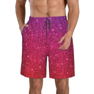 PHTZEZFC Kleurverloop pailletten fonkelende print heren strandshorts zomer shorts met sneldrogende technologie, lichtgewicht en casual, Wit, S