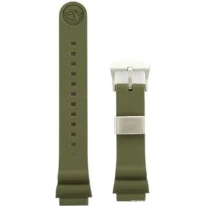 20mm Horlogeband fit for Seiko Prospex Serie SPR009 Waterdichte Duiken Siliconen Sport Armband Ring Gesp Horloge Accessoires (Color : Green-steel ring, Size : No logo)